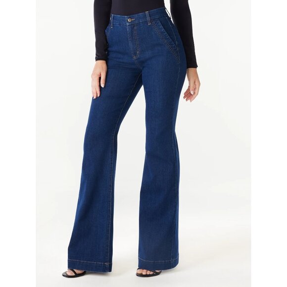 Sofia Jeans Women S Flare Trouser Super High-Rise Jeans 30.5 Inseam SIZE 14 BLUE - Picture 1 of 5